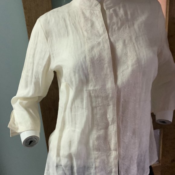 100% linen deanne & off white small top - Picture 1 of 9